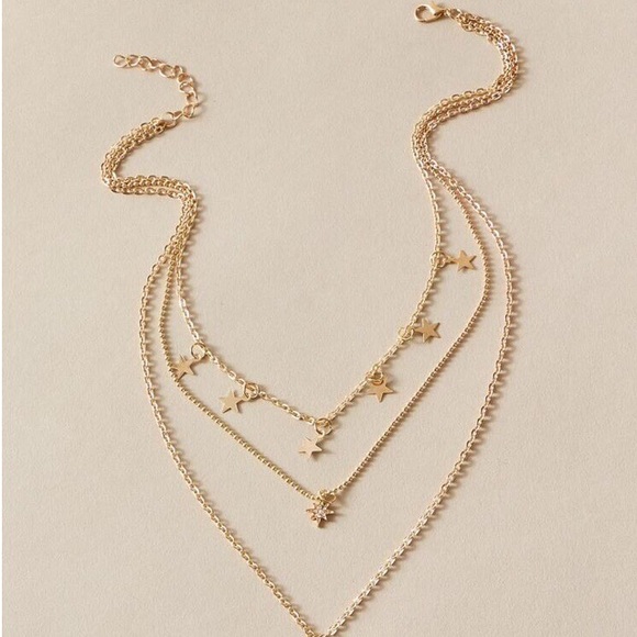 Dainty Star Rhinestone Moon Charm Layered Necklace - Picture 3 of 7